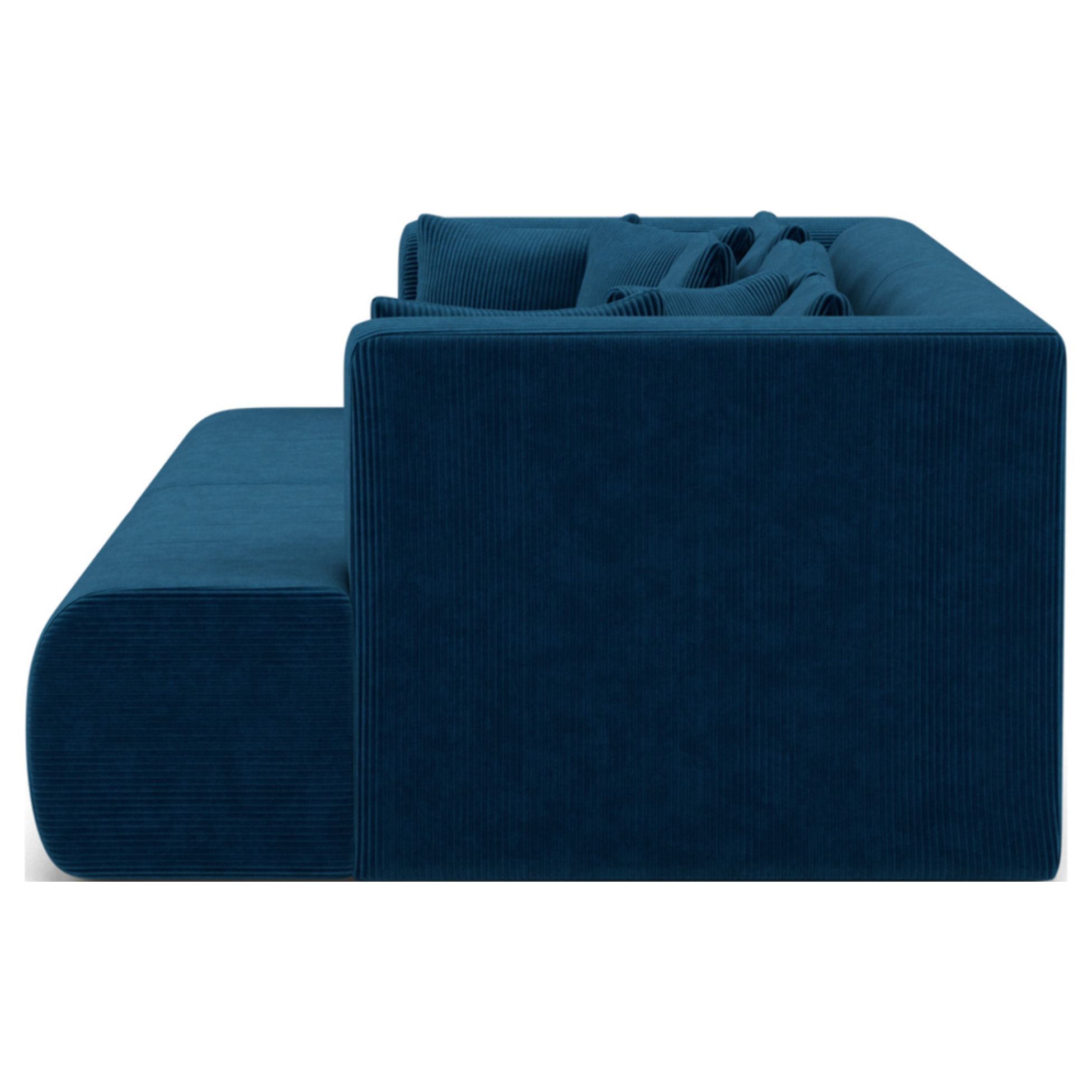 Onyx - canapé droit 4 places avec double méridienne - assise profonde - en velours côtelé - Bleu