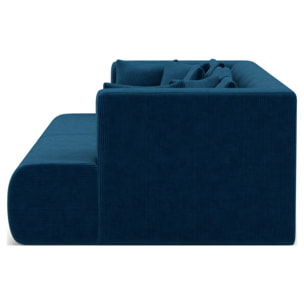 Onyx - canapé droit 4 places avec double méridienne - assise profonde - en velours côtelé - Bleu