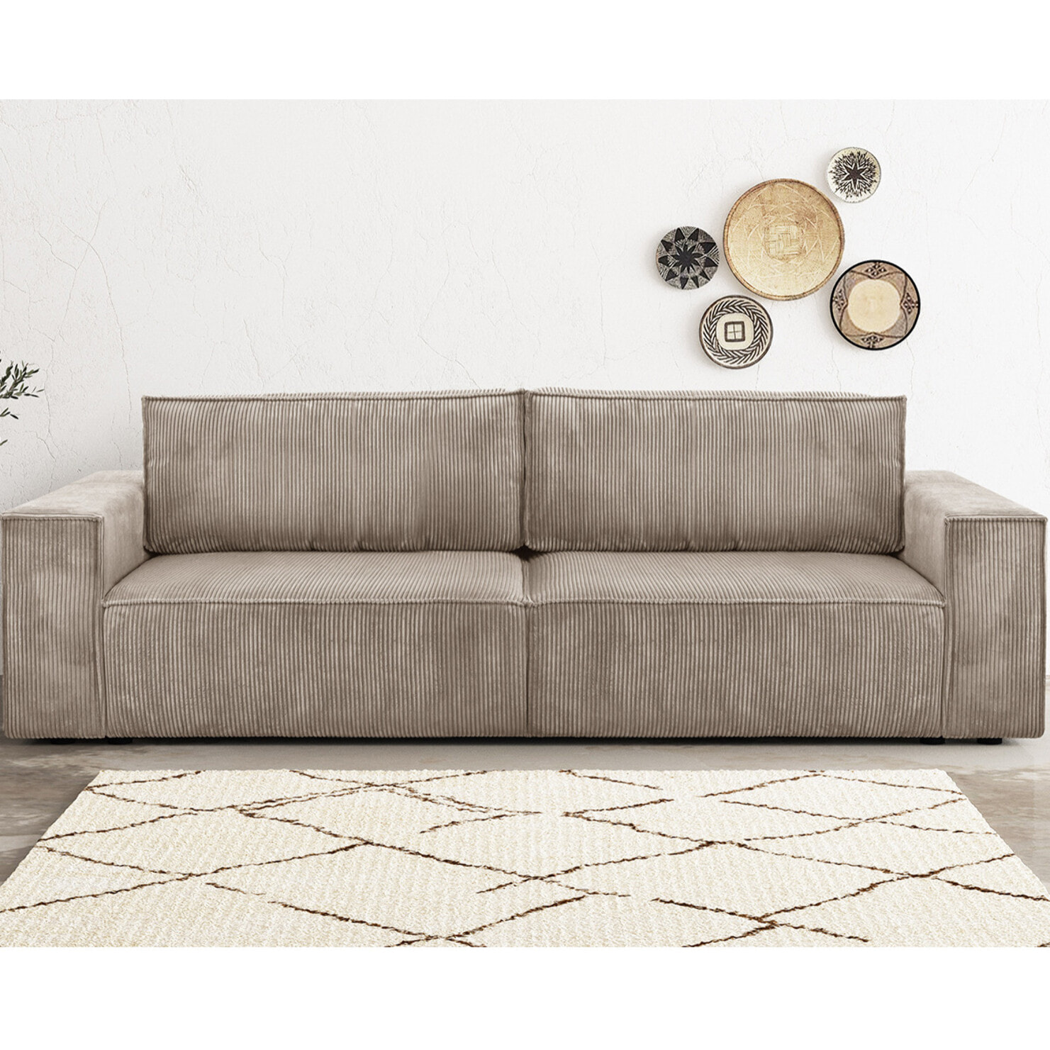 Canapé convertible 3 places en velours côtelé - HARPER