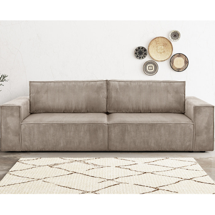 Canapé convertible 3 places en velours côtelé - HARPER