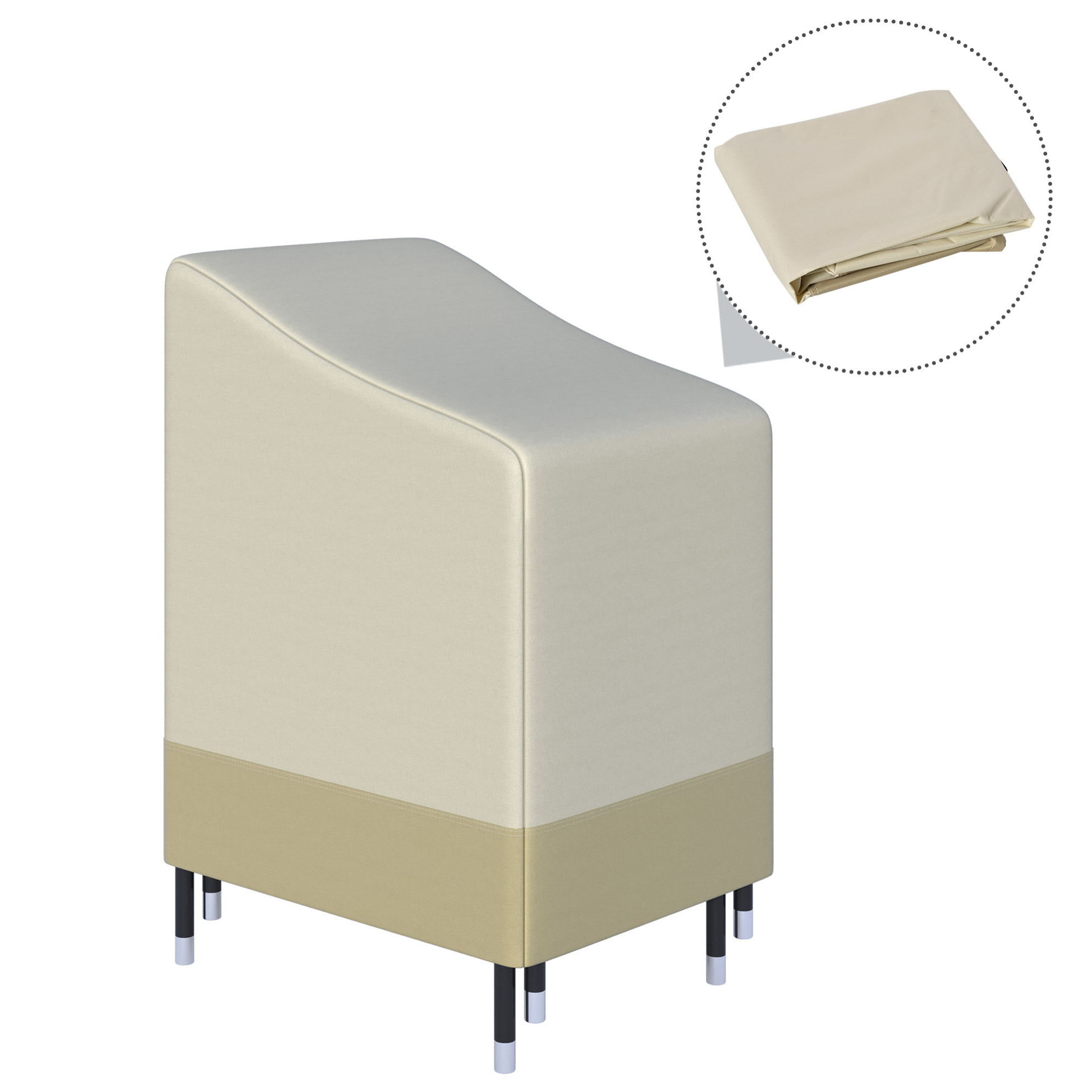 Funda para Sillas Apilables 90x70x115 cm Funda para Sillas de Jardín Impermeable de Tela Oxford 600D Funda para Muebles Jardín Anti-UV Beige y Café