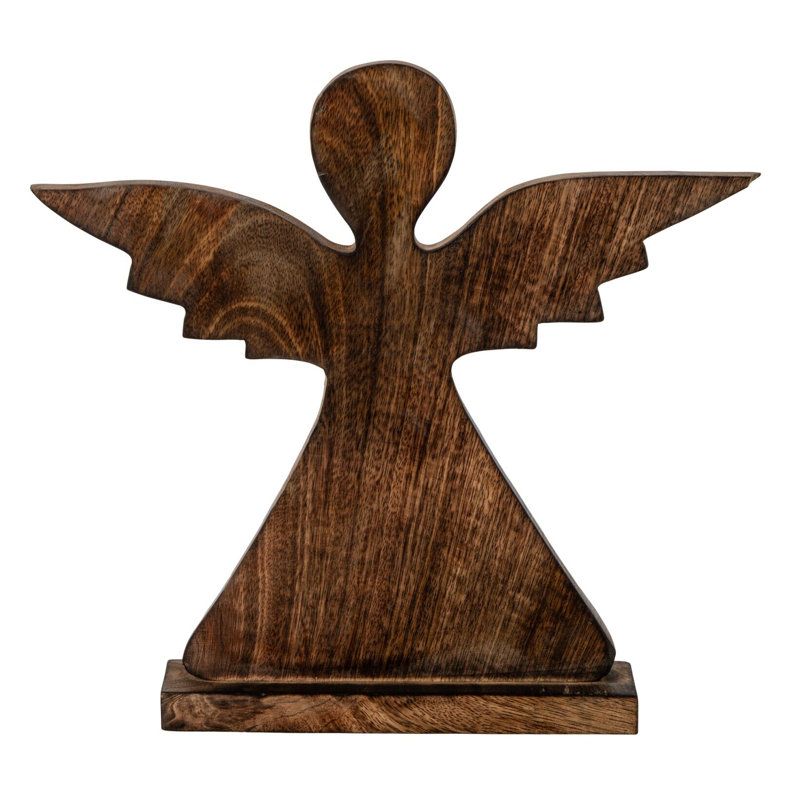 J-Line Ange sur base brillant - bois de manguier - vert/naturel - large