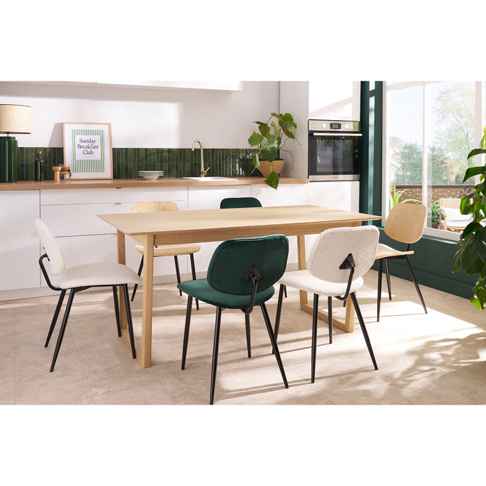 Table extensible rallonges intégrées rectangulaire bois clair chêne L160-240 cm LAHO