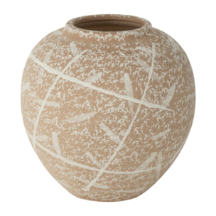 J-Line Vase Dune Rond Gres Beige/Blanc