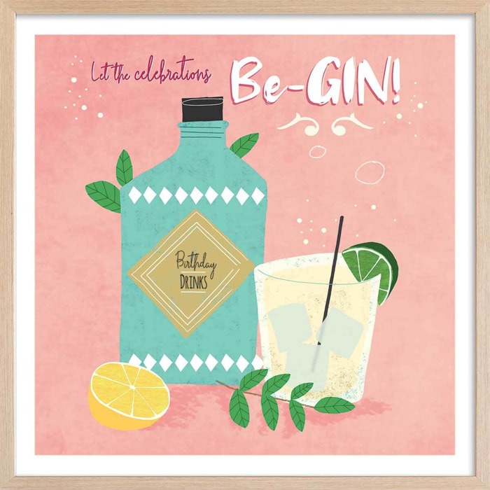 Affiche let's the celebration Affiche + cadre en bois - Chêne