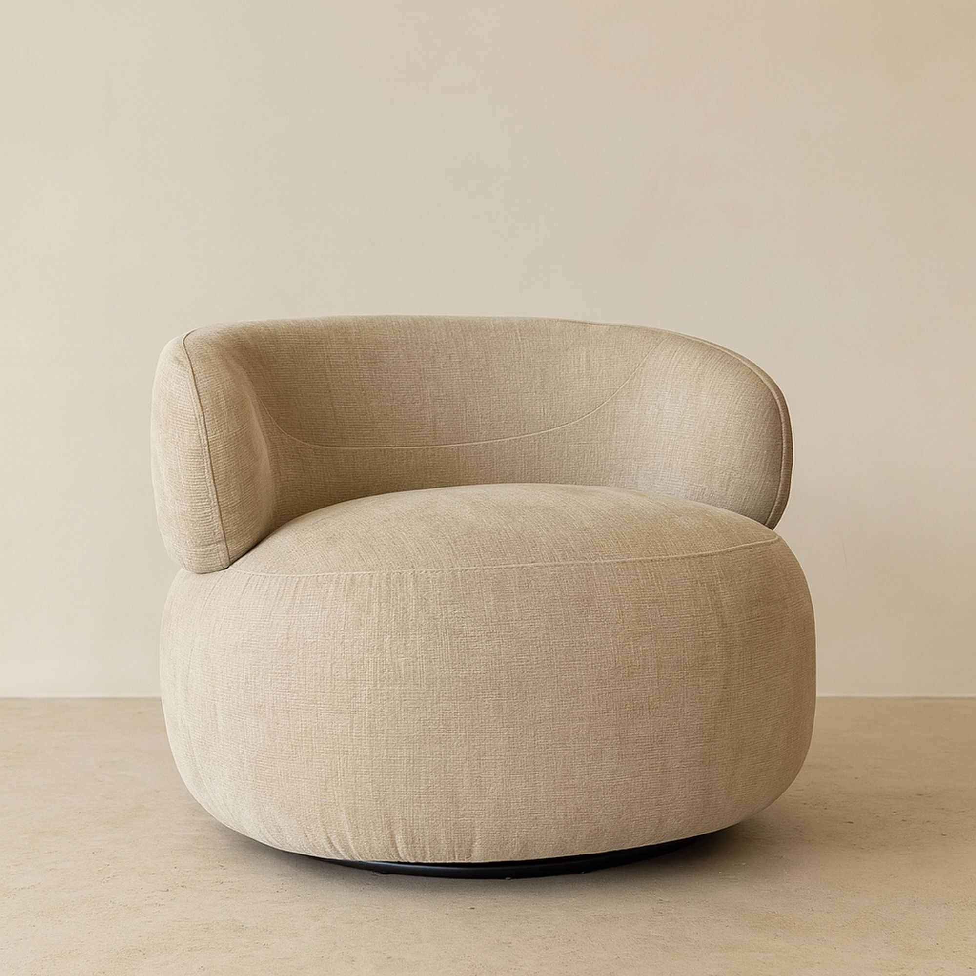 Fauteuil pivotant en velours texturé beige GLOVE