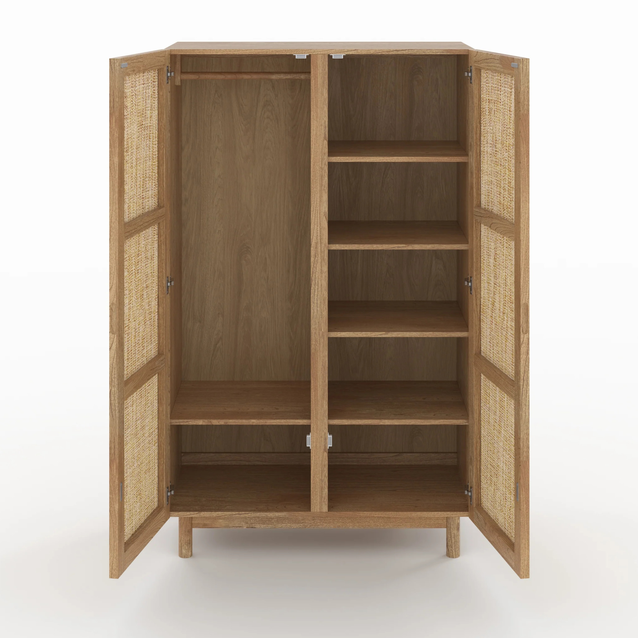 Armoire en bois massif de mindi et rotin - Delya