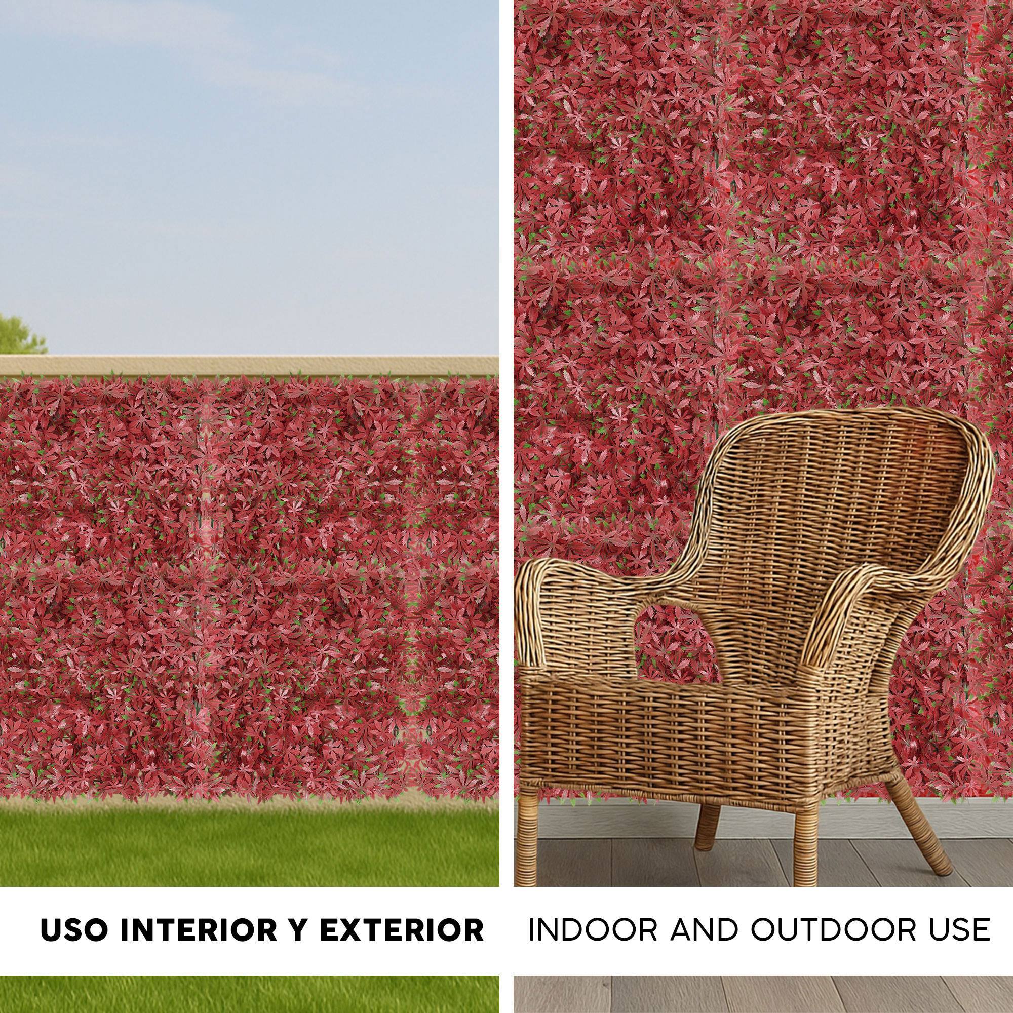 Well home jardín vertical artificial, panel de seto 100x100cm, para decoración interior y exterior - flores rosas y verdes