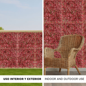 Well home jardín vertical artificial, panel de seto 100x100cm, para decoración interior y exterior - flores rosas y verdes