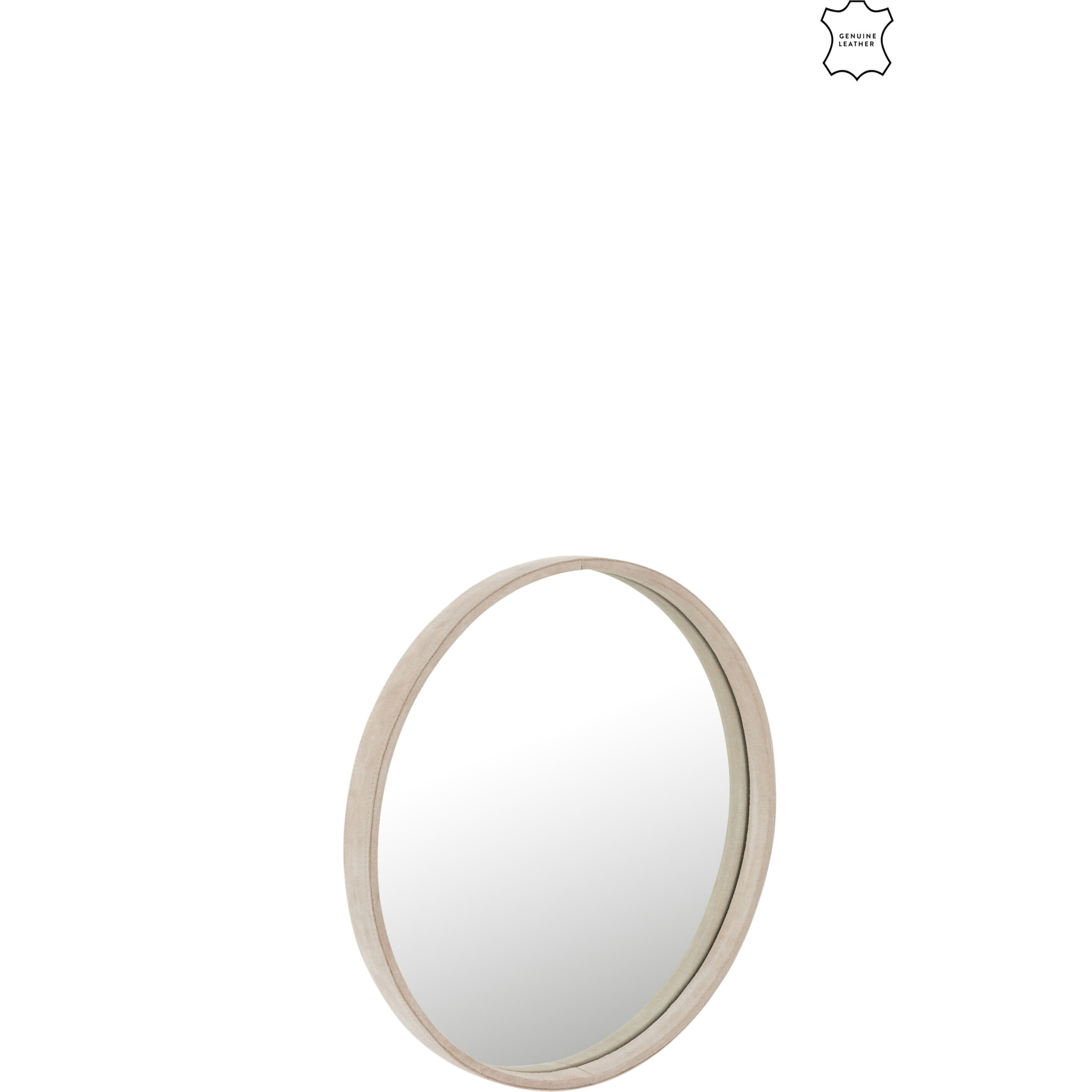 J-Line miroir Rond - cuir - beige - small - Ø 40 cm