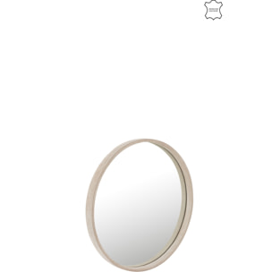 J-Line Miroir Rond Cuir Beige Small