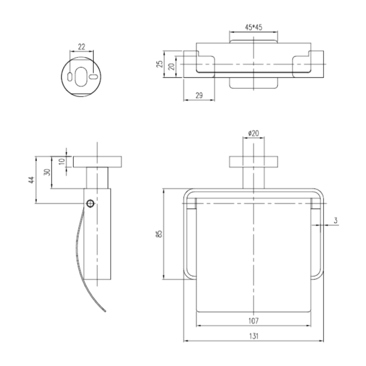 Dérouleur de papier toilette avec couvercle Elements - Striking Chrome