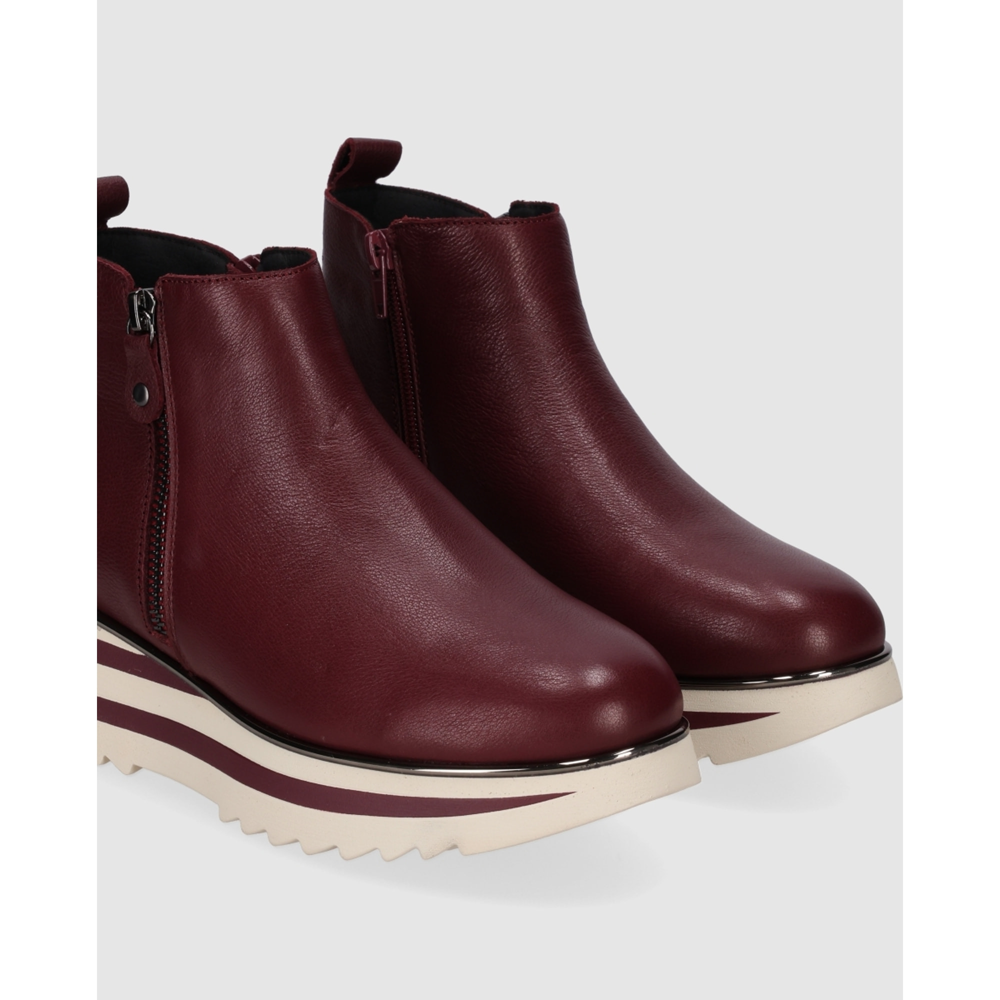 Botines de Piel - Burdeos - Tacón: 5 cm