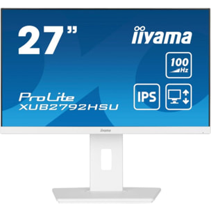 Ecran PC IIYAMA PROLITE XUB2792HSU-W6 27''Plat IPS Blanc