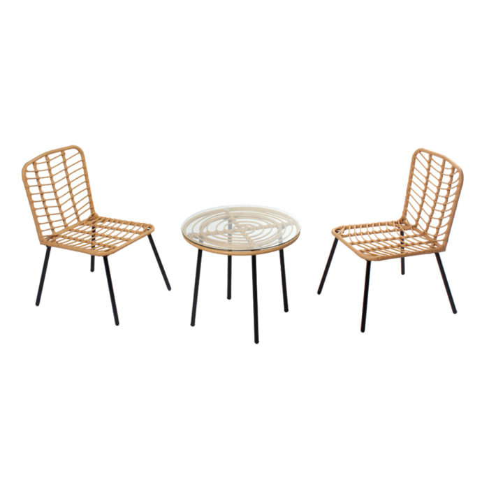 Salon de jardin bas 2 chaises + 1 table - PUNO