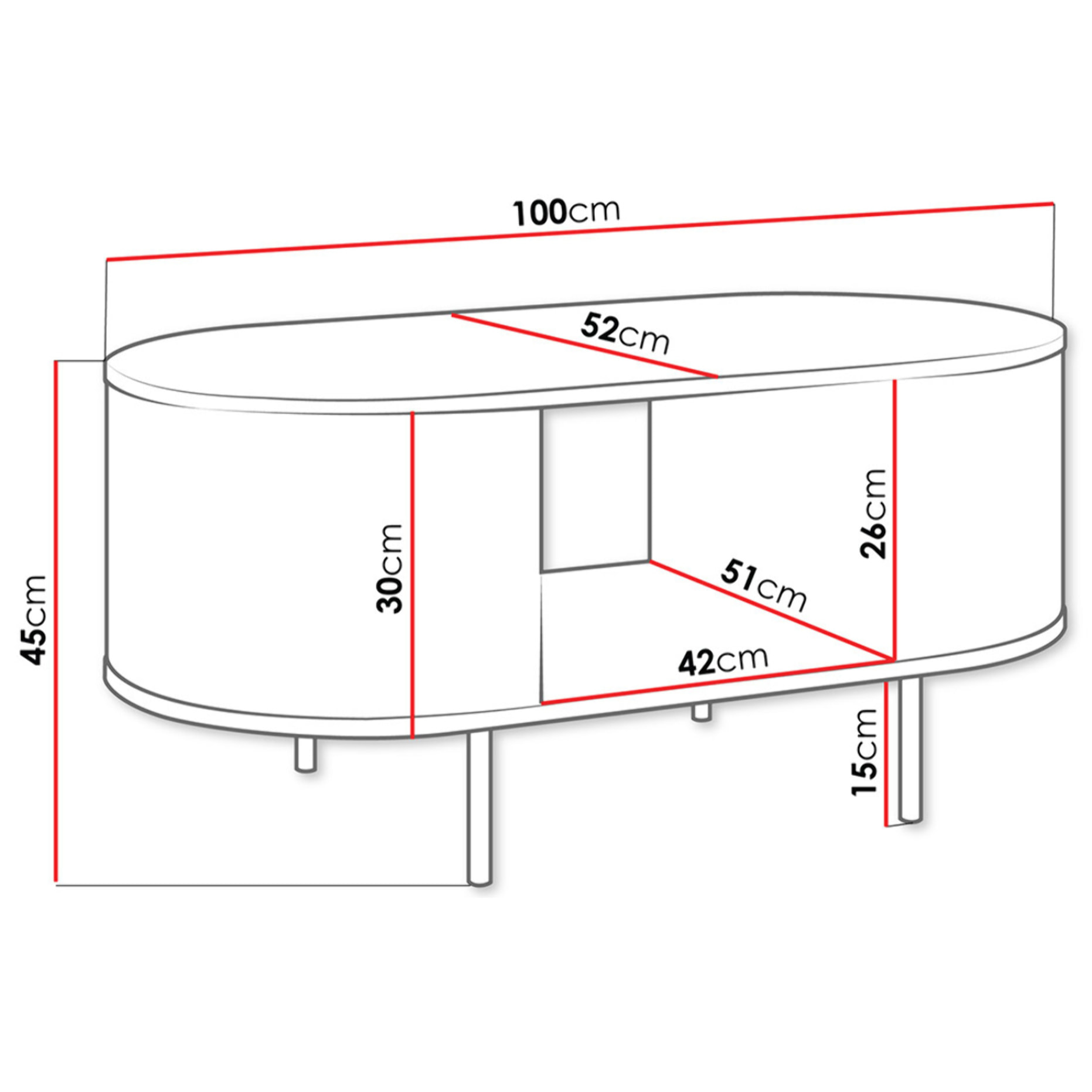Sansa - table basse 100 cm - 1 niche - plateau effet marbre - Bois / Noir