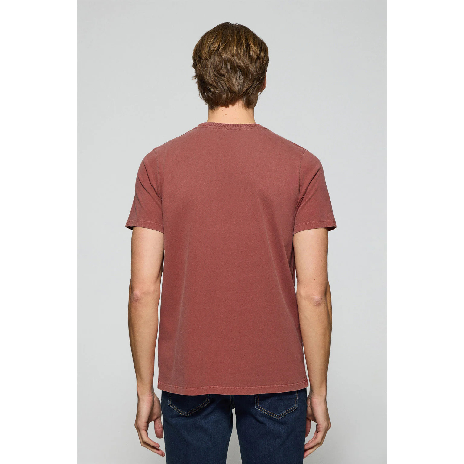 Camiseta Apolo garment dyed roja con logo Polo Club aterciopelado