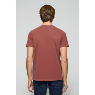 Camiseta Apolo garment dyed roja con logo Polo Club aterciopelado