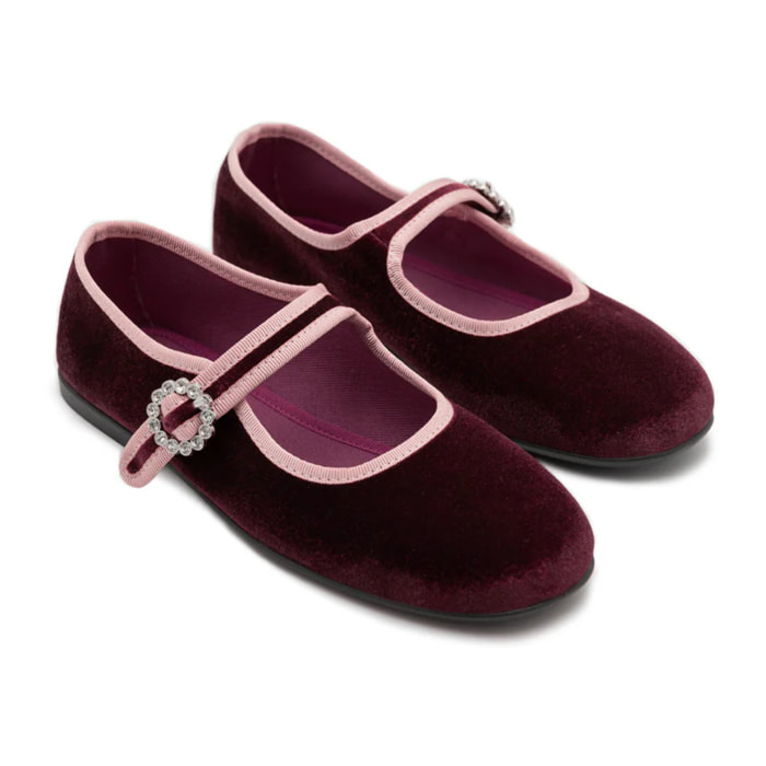 Bailarinas Niña Cierre Hebilla Burdeos