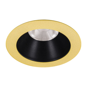 Ledsc4 LedsC4 Downlight LED Regulable 14.3W, Luz Cálida 3000K, Diseño Moderno Oro y Negro, Protección IP20/IP54, 1381 Lúmenes, Diámetro 90mm, Ideal para Interiores y Exteriores