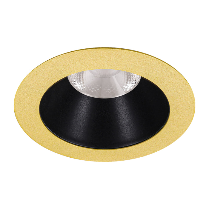 Ledsc4 LedsC4 Downlight LED Regulable 14.3W, Luz Cálida 3000K, Diseño Moderno Oro y Negro, Protección IP20/IP54, 1381 Lúmenes, Diámetro 90mm, Ideal para Interiores y Exteriores
