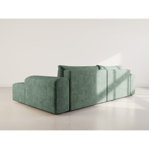 Rebecca - canapé d'angle droit 4 places convertible avec coffre en velours texturé - Vert