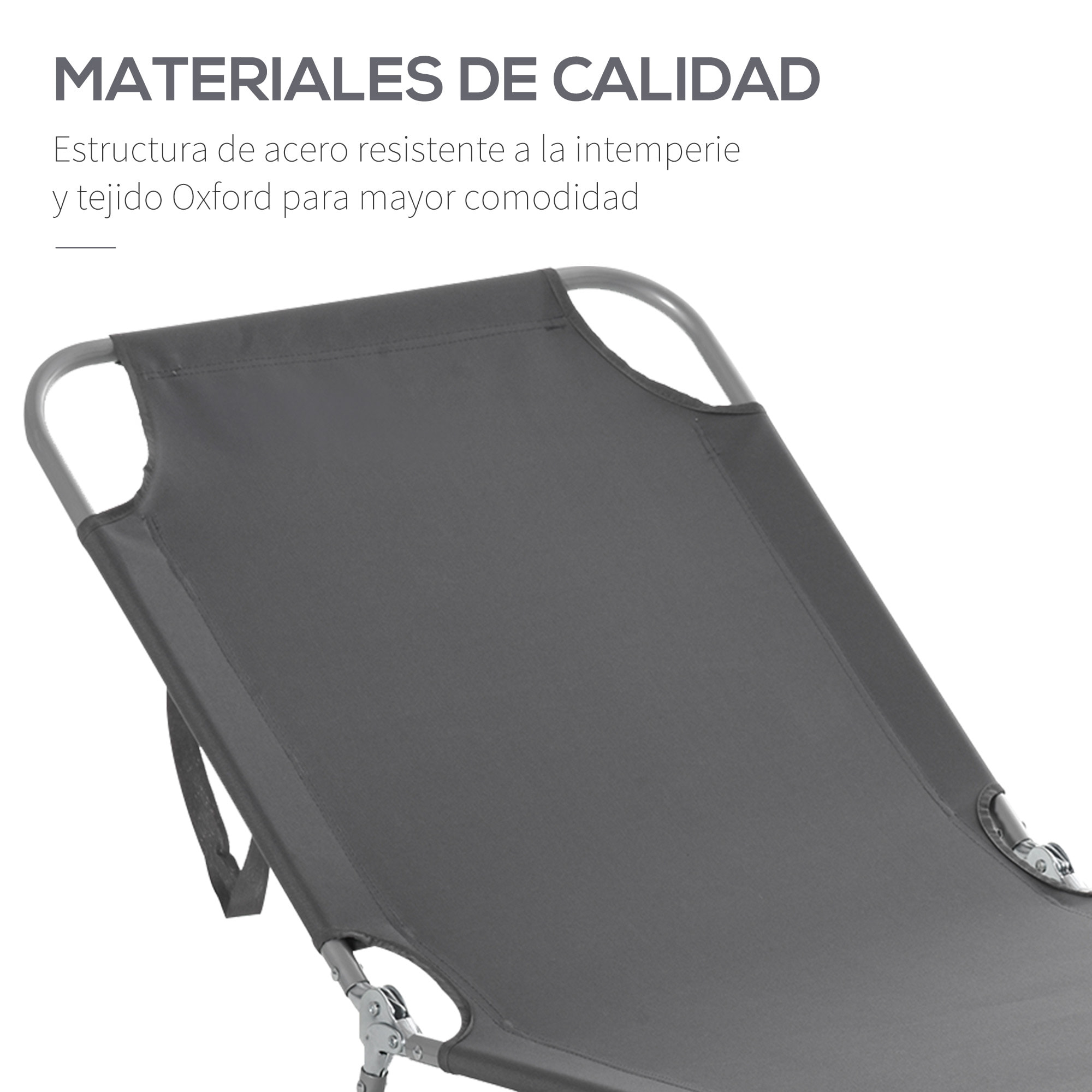 Tumbona Plegable Tumbona de Jardín con Respaldo Ajustable en 5 Posiciones Carga 120 kg para Terraza Piscina Playa 187x55x24 cm Gris