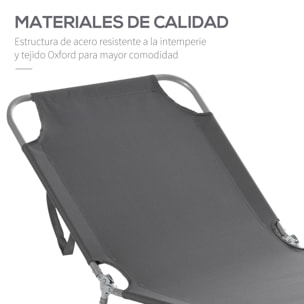 Tumbona Plegable Tumbona de Jardín con Respaldo Ajustable en 5 Posiciones Carga 120 kg para Terraza Piscina Playa 187x55x24 cm Gris