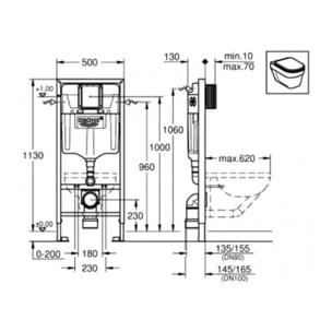 Pack Bâti-support Rapid SL + WC sans bride SAT + Abattant softclose + Plaque Chrome + Brosse de toilette OFFERTE