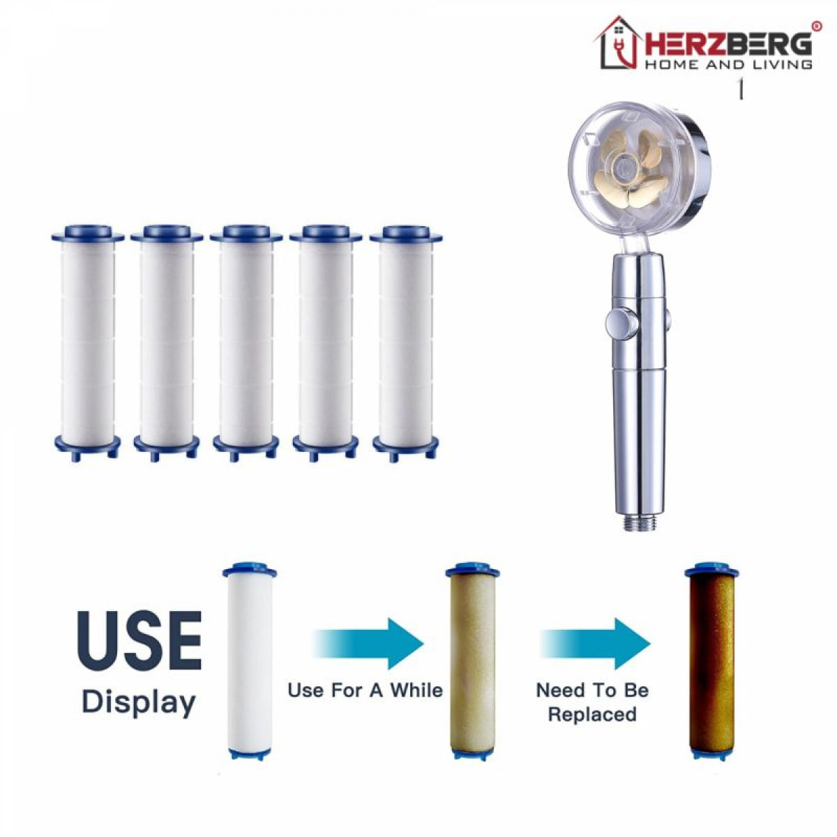 Douchette à haute pression et turbocompresseur filtrant gold Herzberg HG8087-GLD