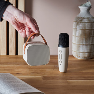 Enceinte et Micro Karaoke - PARTY TIME - Design - 5W - Beige