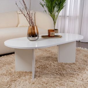Table basse ovale effet travertin 119x60cm VENUS