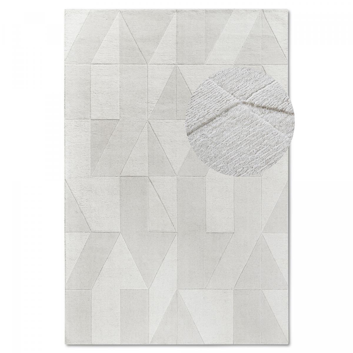 Tapis salon géométrique, relief tissé à la main, design authentique