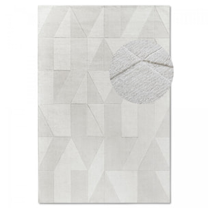 Tapis salon géométrique, relief tissé à la main, design authentique