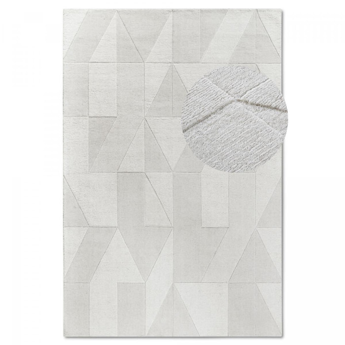 Tapis salon géométrique, relief tissé à la main, design authentique