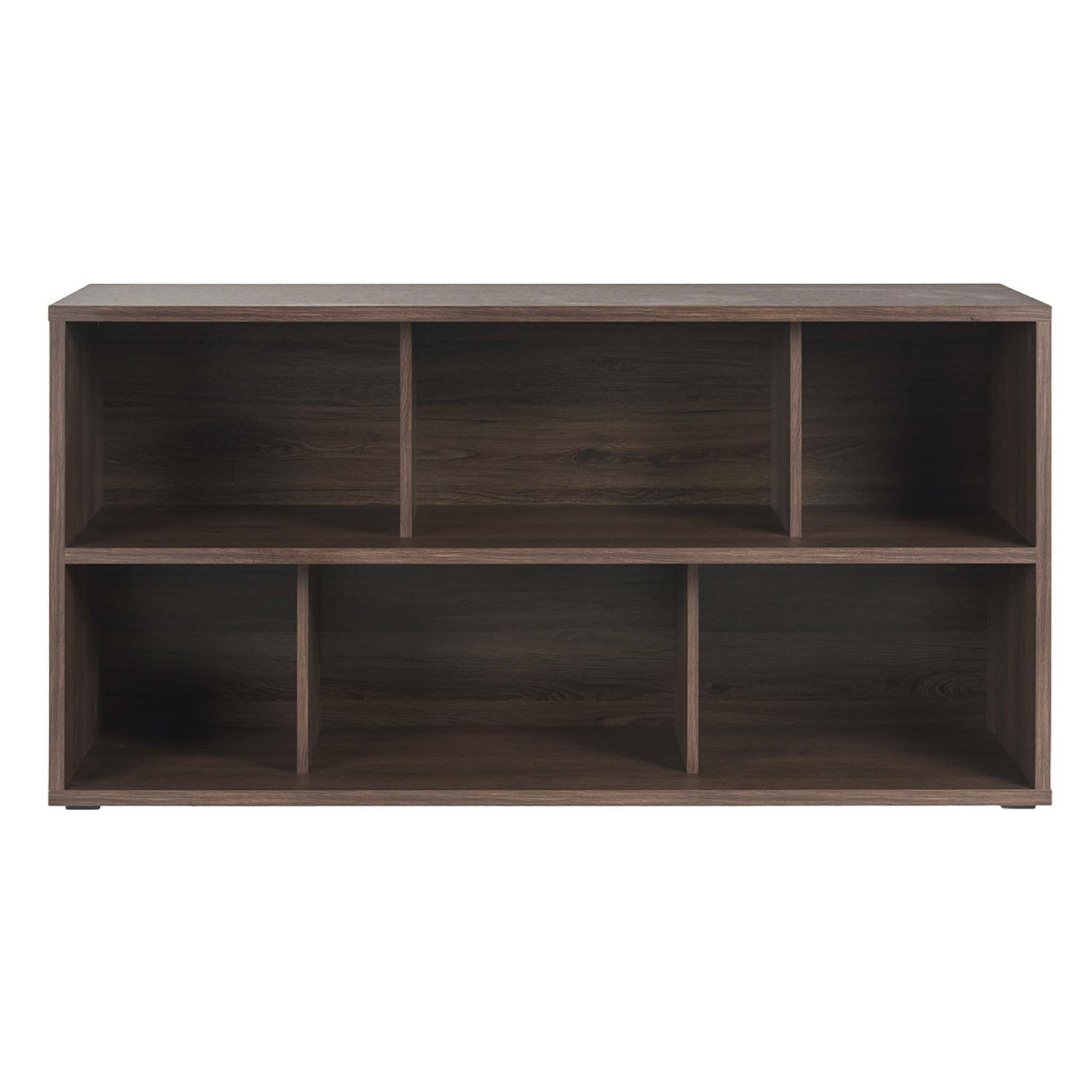 Bibliothèque basse finition bois foncé noyer L140 cm EPURE