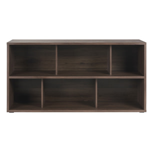 Bibliothèque basse finition bois foncé noyer L140 cm EPURE