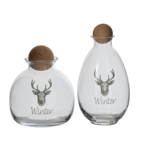 J-Line Cruche Cerf Verre Blanc/Naturel