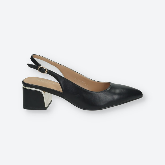 Décolleté sling back Donna Tata Italia Nero