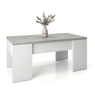 Mesa de centro elevable Vita Blanco Artik (Blanco Mate) - Gris Cemento