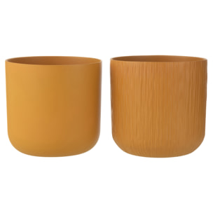 J-Line cache-pot Gen - céramique - ocre - XXL - 2 pièces - Ø 26.5 cm