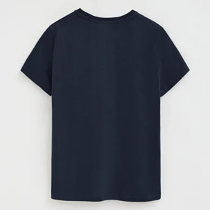 Camiseta azul marino de manga corta y cuello pico con bordado Rigby Go