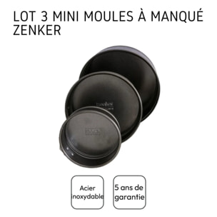 Set de 3 mini moules à manqué à charnière 12cm + 16cm + 18cm Zenker Spécial Mini