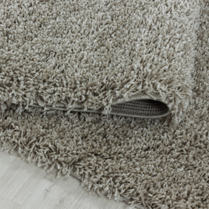 SYDNEY - Tapis shaggy uni rond à poils longs beige - SYD3000BEI