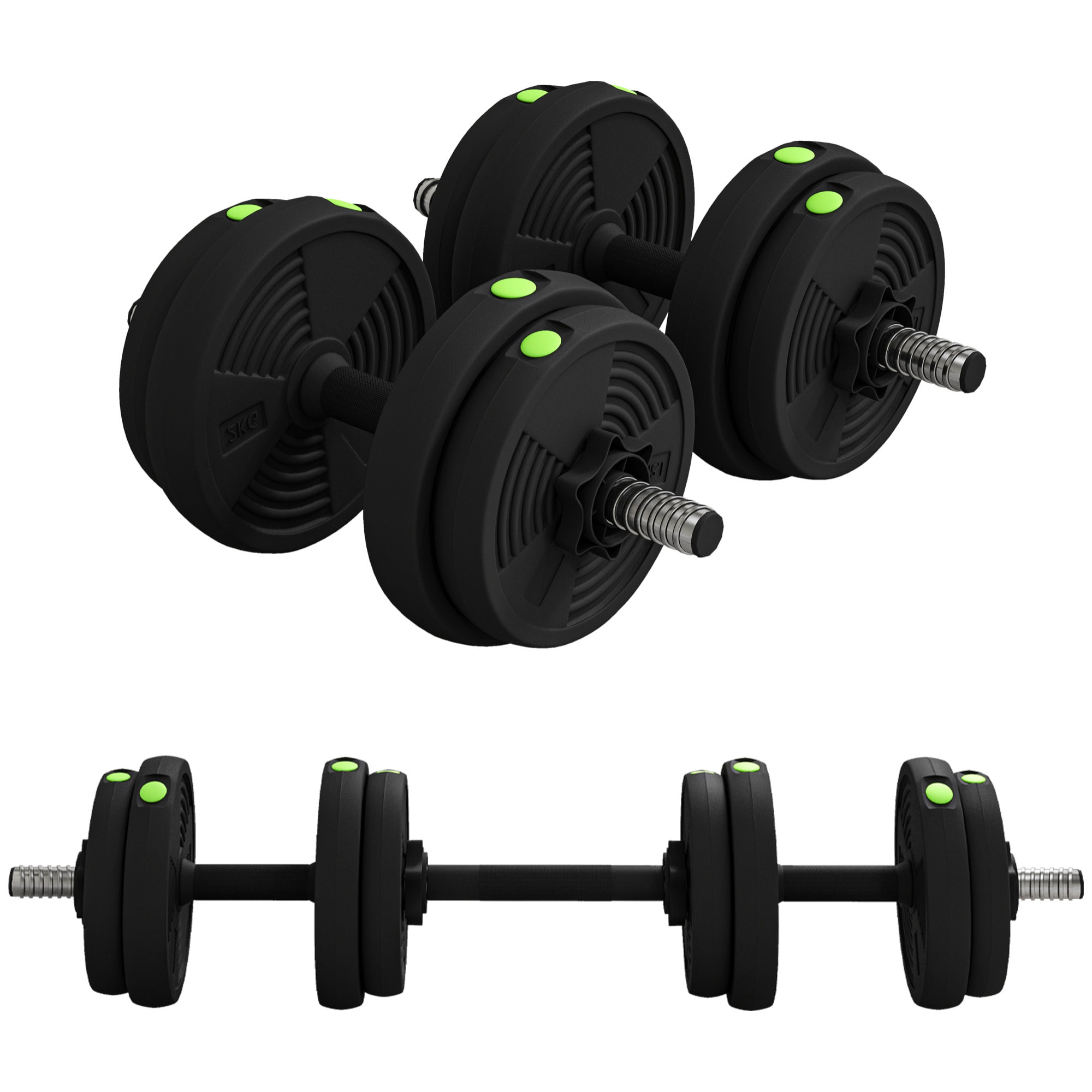 Juego de Mancuernas Ajustables, 2 en 1, 15kg, Juego de Pesas con Barras de Conexión y Mangos Antideslizantes, Pesas y Mancuernas para Hombres y Mujeres, Ejercicio de Fitness, Gimnasio en Casa