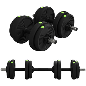 Juego de Mancuernas Ajustables, 2 en 1, 15kg, Juego de Pesas con Barras de Conexión y Mangos Antideslizantes, Pesas y Mancuernas para Hombres y Mujeres, Ejercicio de Fitness, Gimnasio en Casa
