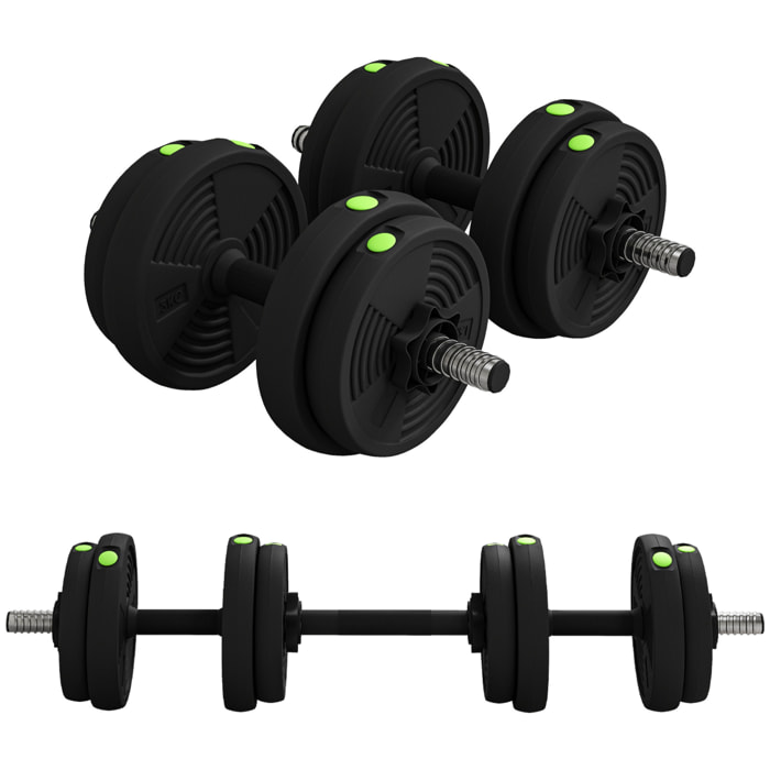Juego de Mancuernas Ajustables, 2 en 1, 15kg, Juego de Pesas con Barras de Conexión y Mangos Antideslizantes, Pesas y Mancuernas para Hombres y Mujeres, Ejercicio de Fitness, Gimnasio en Casa
