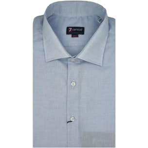 Camicia Uomo 1 Bottone Francese Slim Oxford Unito Celeste