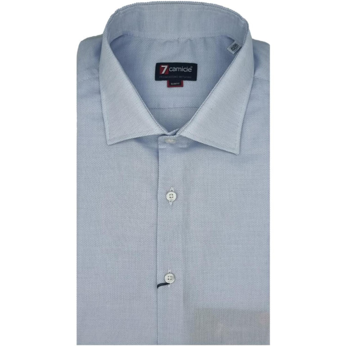 Camicia Uomo 1 Bottone Francese Slim Oxford Unito Celeste