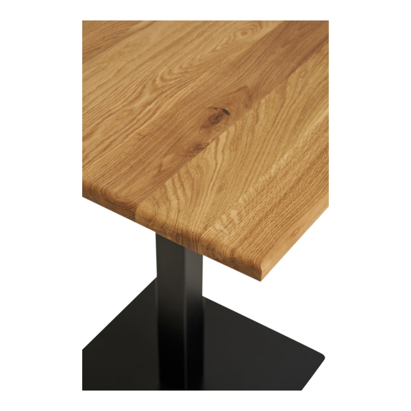 Tavolo bistrot Lignano in rovere naturale con base in metallo nero 70x70x75 cm